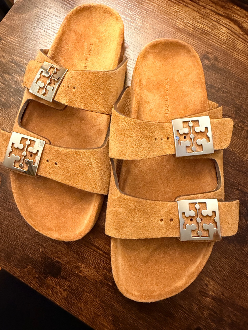 Tory Burch Mellow Suede Double-Strap Sandals — Chestnut Suede - Picture 2 of 4